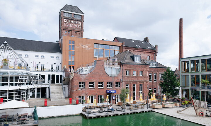 Einst Brauerei-Gelände, heute ein modernes Lifestyle-Viertel: der Germania Campus in Münster. Dort sind 122 Mikroapartments entstanden. Foto: Frank Peterschröder