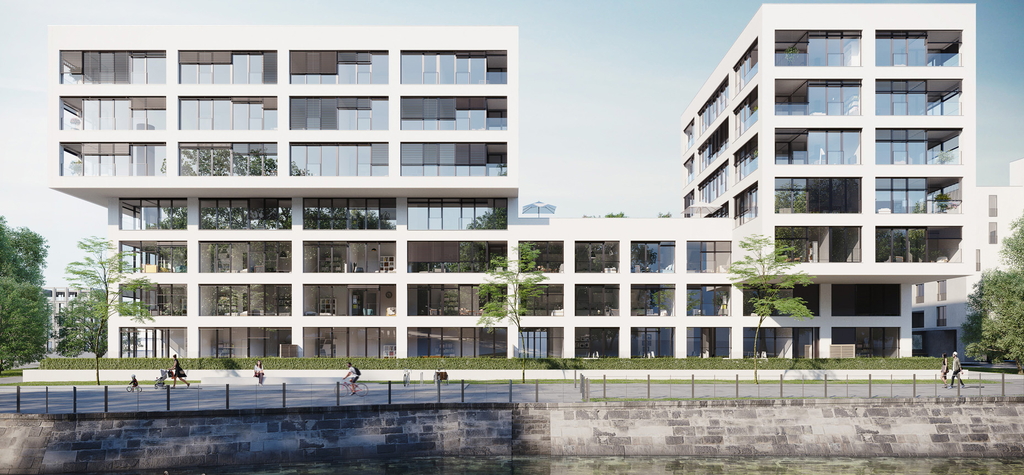 A striking eye-catcher on the banks of the Spandau shipping canal: the new LITE in Europacity. Visualisation:© xoio GmbH im Auftrag von 6B47 Germany GmbH